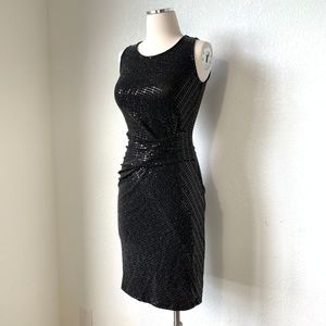 Bar III Women's Mini Black Dress Shiny Bodycon Sleeveless  M